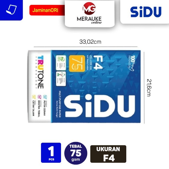

pintar- Kertas HVS SiDu F4 75 GSM