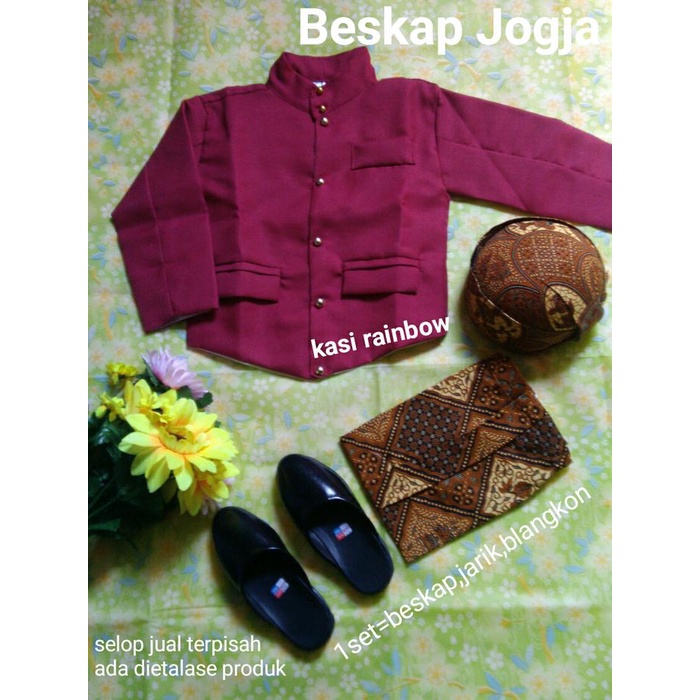 BESKAP MERAH MARRON JOGJA BAYI ANAK KOSTUM JAWA