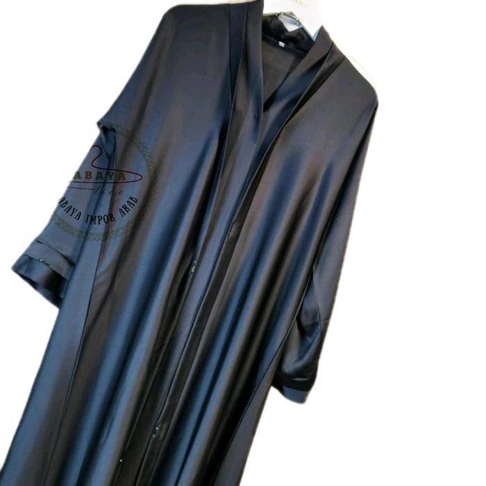 Kode H Abaya Import Madinah Original Dress Wanita Hijab Muslimah Fashion Hitam Jetblack Polos