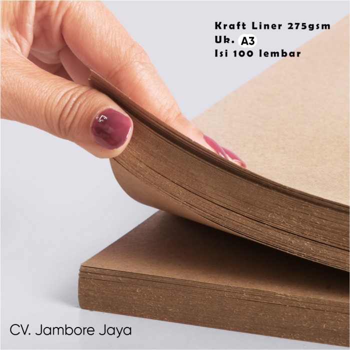 

pintar- Kertas Kraft / Kraft Liner Coklat Karton 275 Gsm / 275 Gram A3