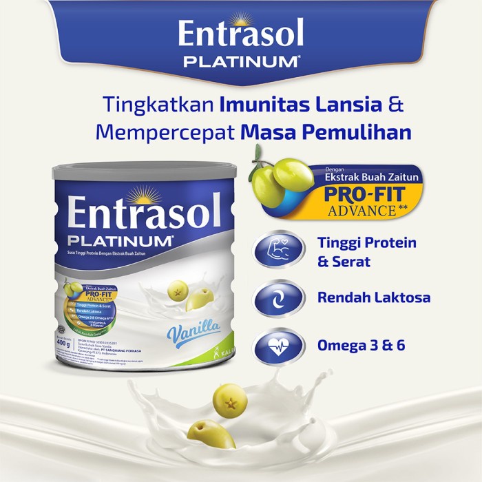 

BARANG TERLARIS ENTRASOL PLATINUM VANILA 400 G SUSU LANSIA NUTRISI LANSIA