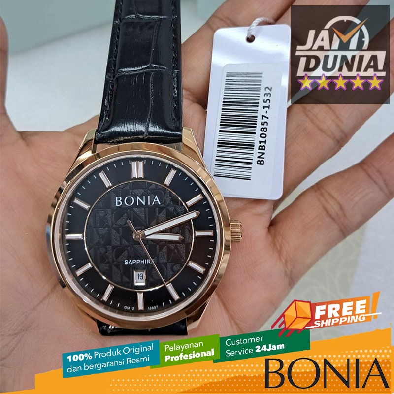 JAM TANGAN PRIA JAM BONIA SAPPHIRE ORIGINAL KULIT HITAM BONIA BNB10857-1532 BONIA SAPHIRE PRIA BNB10
