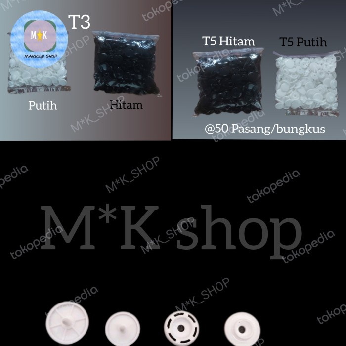 

Kancing snap plastik/kancing jepret plastik ukuran T5 Dan T8