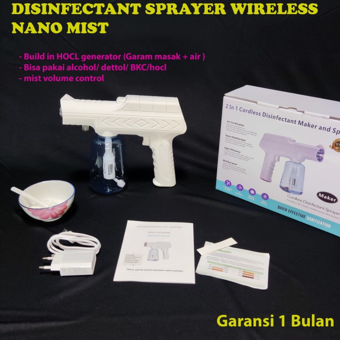 HOCL/ Disinfectant Generator Nano Mist Sprayer Wireless