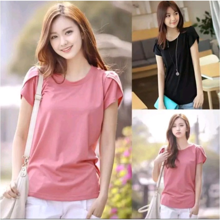 KAOS WANITA LENGAN PENDEK GAYA KOREA
