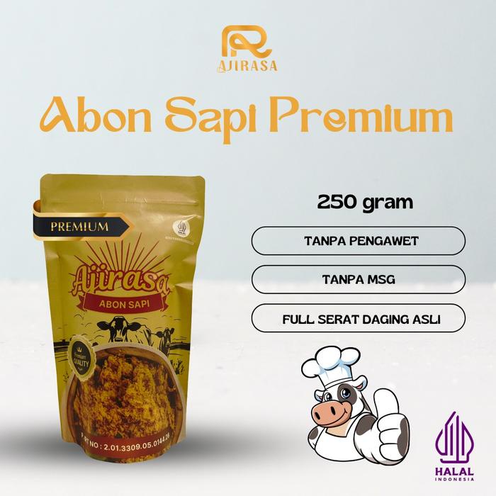 

TERMURAH Abon Sapi Ajirasa Premium 250gr Crunchy / Abon Bayi / Abon Cipung tanpa menggunakan bahan