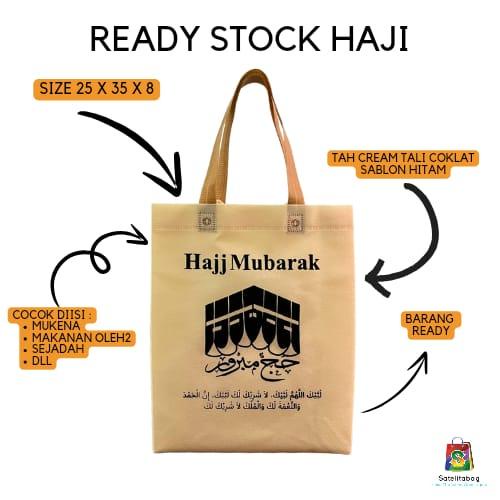 

party- Tas Goodiebag ISI 12 dengan Handle Ukuran 25x35x8 Souvenir Spunbond Kapasitas 5 kg - Umroh