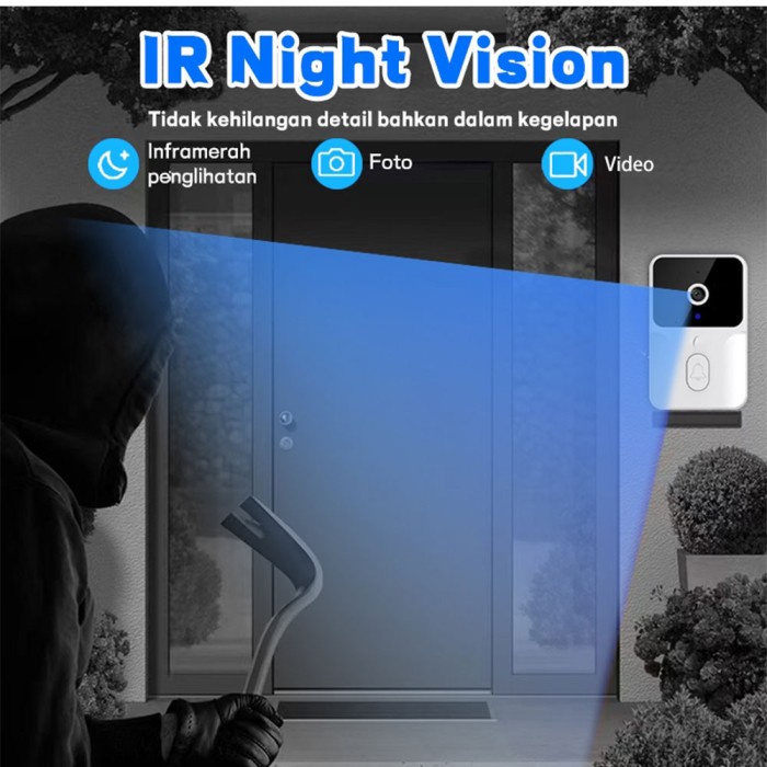 Bel Rumah Wireless Tuya Doorbell Kontrol Ponsel Bel Pintu Visual Wifi Tuya Smart Doorbell Camera