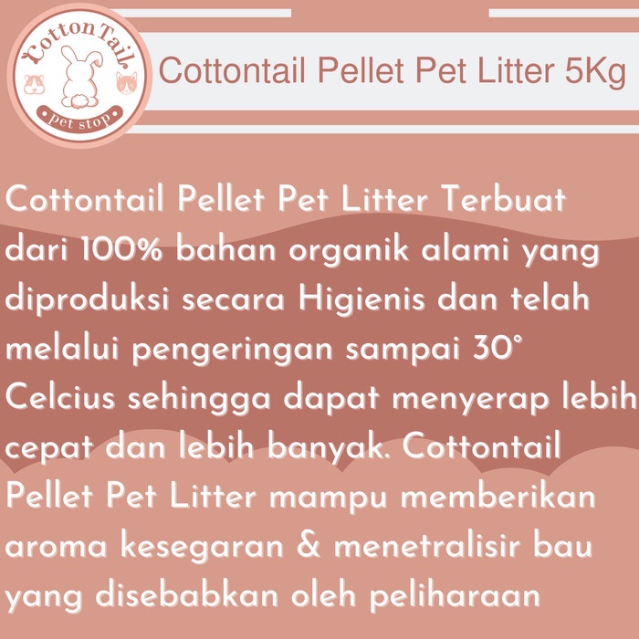 Cottontail Pellet Pet Litter - Wood Cottontail Pellet Pet Litter 5Kg #Gratisongkir