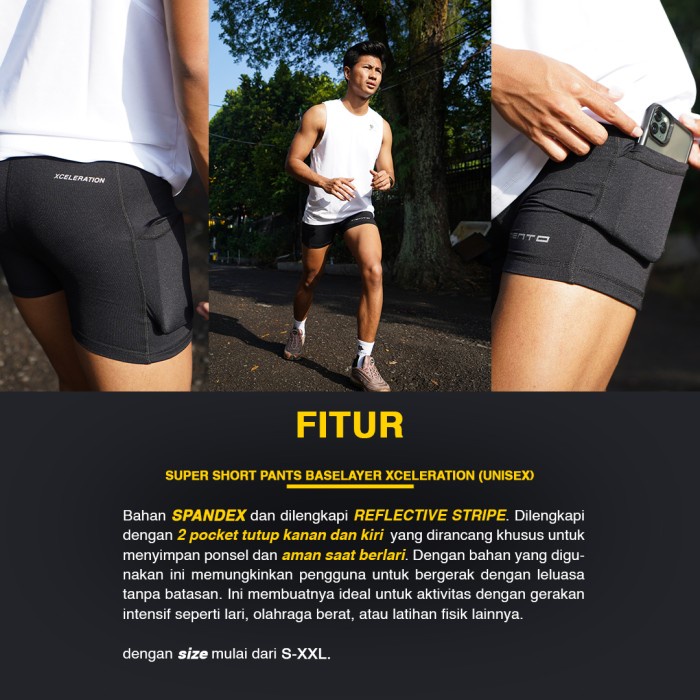 Best- Tiento Celana Legging Pendek Pria Olahraga Lari Short Pants Running