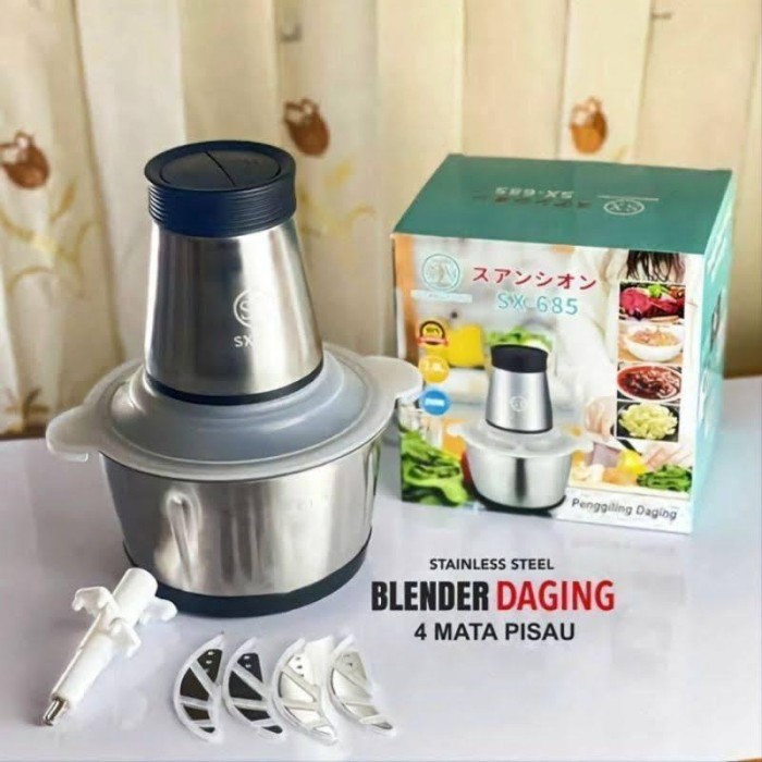 PREMIUM Blender Daging Stainless Steel 4 Mata Pisau