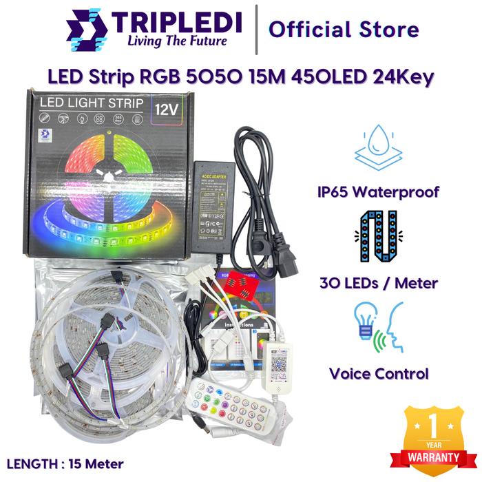 FREE ONGKIR TRIPLEDI LED Strip 15 Meter 450 900LED RGB 5050 Lampu Tempel Dinding Lampu Panel