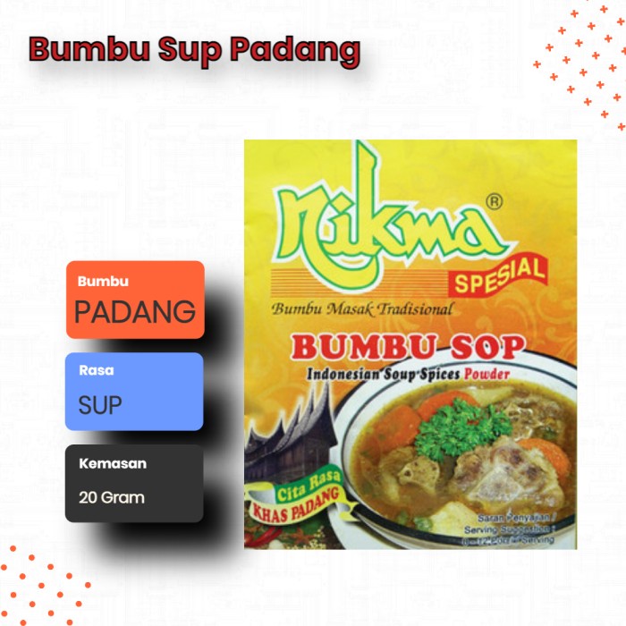 

PV968 Bumbu Sup Padang Nikma Bumbu Instan Sop Padang PROMO SPECIAL
