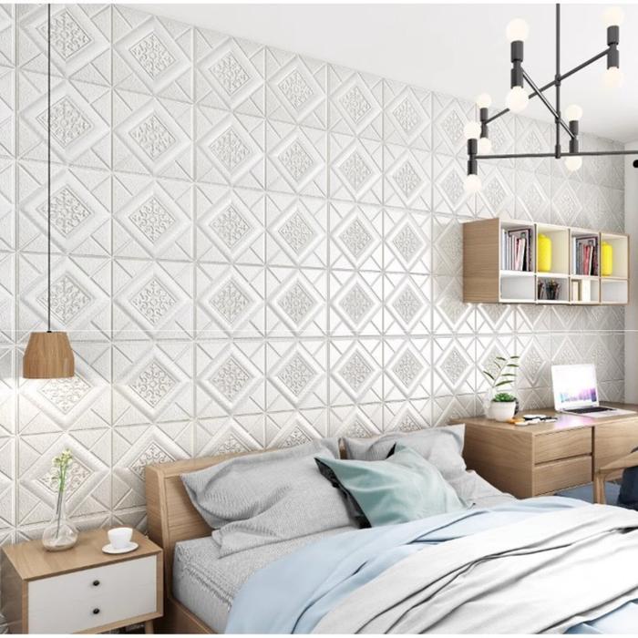 PROMO Wallpaper Dinding 3D Kamar Tidur Foam Sticker Dinding 70 x 70 cm Wallpaper Motif Batik Mewah