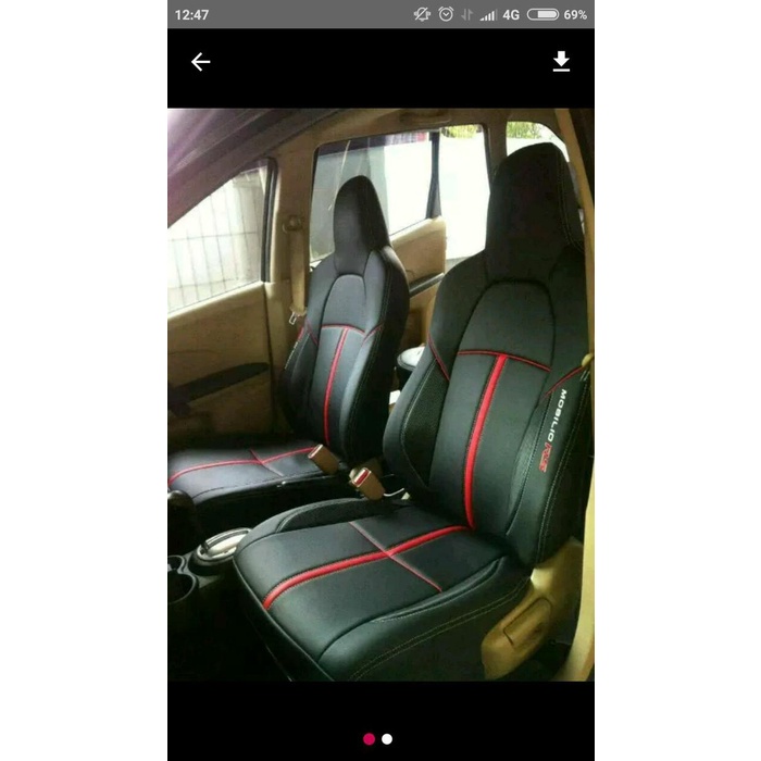 PREMIUM sarung jok brio motif list merah