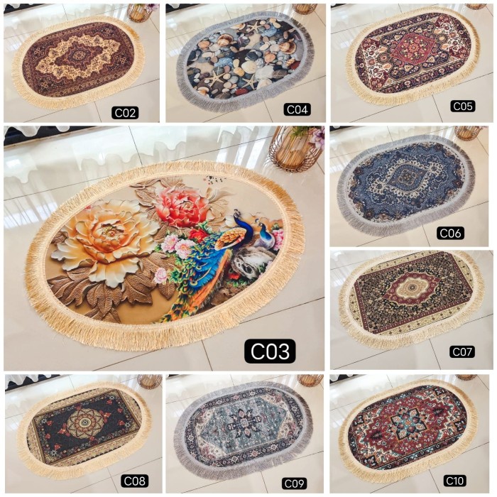 PREMIUM Keset Mewah Import Gaya Eropa Turki Klasik Size Besar Oval Anti Slip