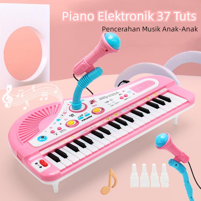 PREMIUM Mainan Piano MIC Keyboard Elektronik 37 Kunc Piano Mini Dengan Mikrofon Anak Alat Musik