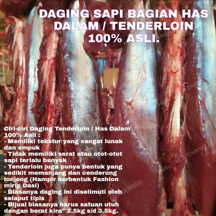 

Lezat- DAGING SAPI SEGAR BAGIAN HAS DALAM / TENDERLOIN 1kg 100% HALAL SEHAT