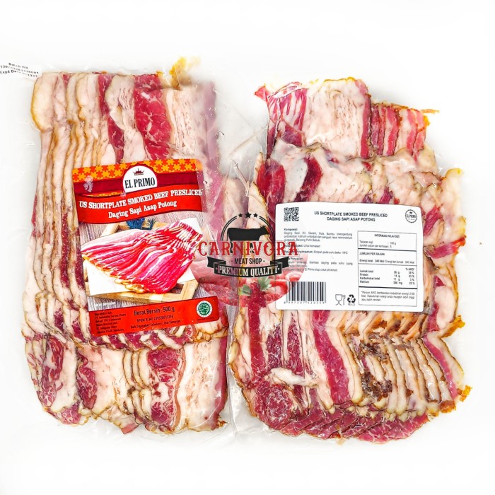 

Lezat- US shortplate Smoked beef Bacon (SAPI) 500gr 100% Halal!!