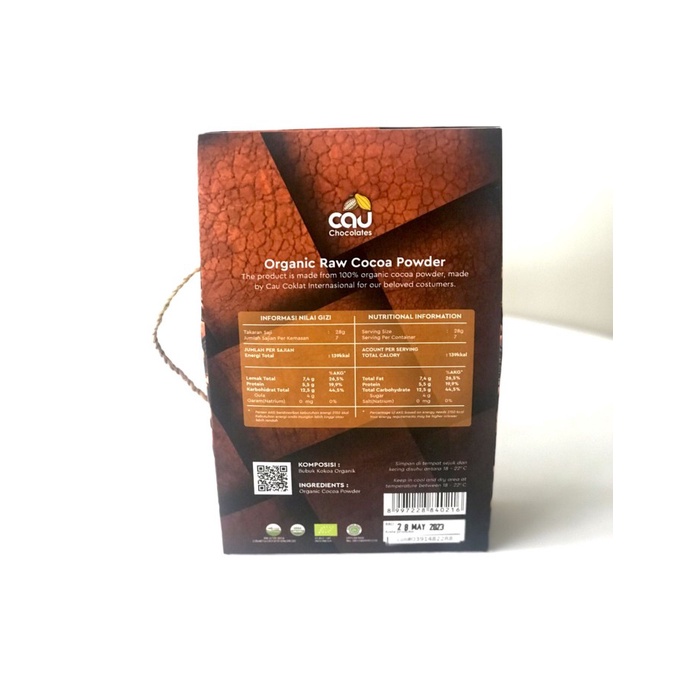 

CAU CHOCOLATE, ORGANIC PREMIUM RAW COCOA POWDER 200GR / HALAL