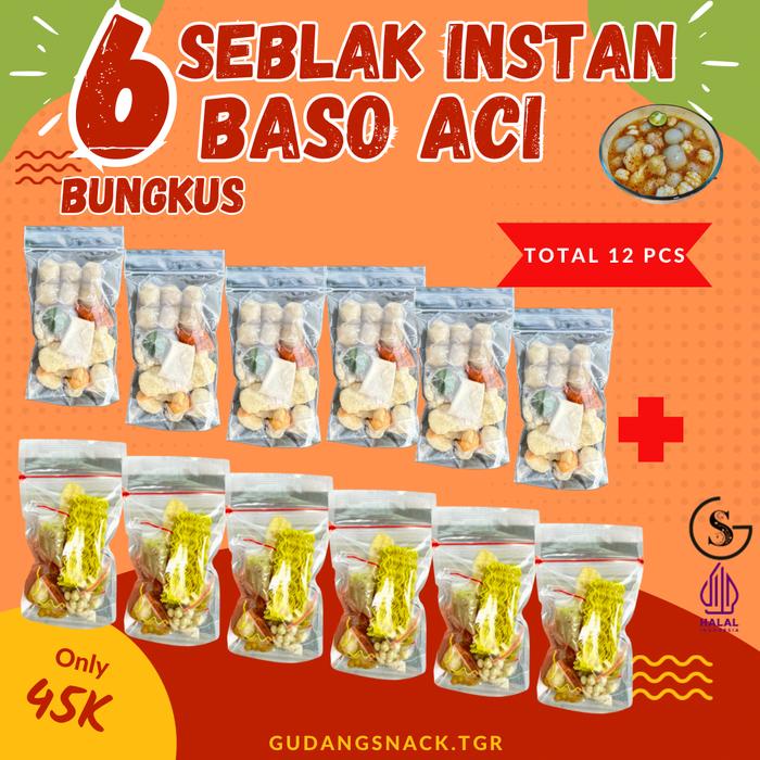 

Paket Bundling Hemat 12 (6 Pcs Seblak 6Pcs Baso Aci ) Makanan Instan Mie Food Kaldu Pedas Ayam