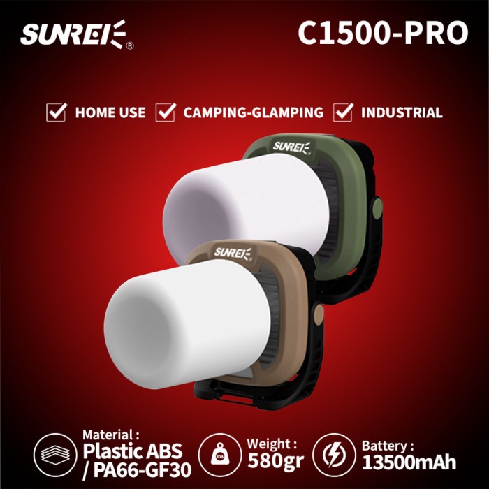 TERBARU LAMPU CAHAYA TERANG 1500 LUMENS - SUNREI C1500-PRO