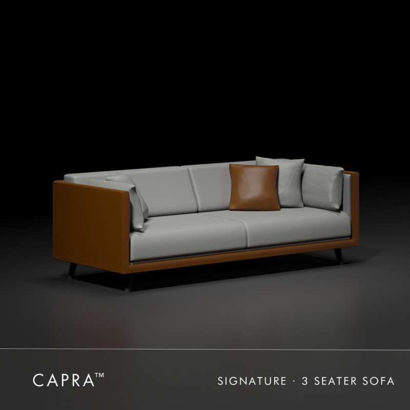 CAPRA SERIES Signature Sofa Kulit Minimalis Premium Faux Leather 1 Seater , 2 Seater , 3 Seater Sofa