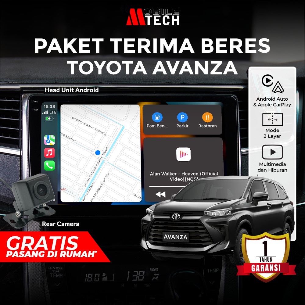 MobileTech Head Unit Mobil Android Toyota Avanza Double Din 9/10 inch IPS Screen CarPlay Android