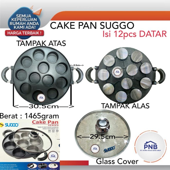 CETAKAN MARTABAK MINI SUGGO ANTI LENGKET 12 LUBANG , TEFLON ORIGINAL