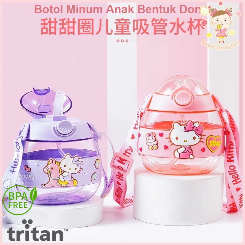 BOTOL MINUM SEDOTAN ANAK TRITAN BENTUK DONAT KARAKTER HELLO KITTY LUCU 480ML