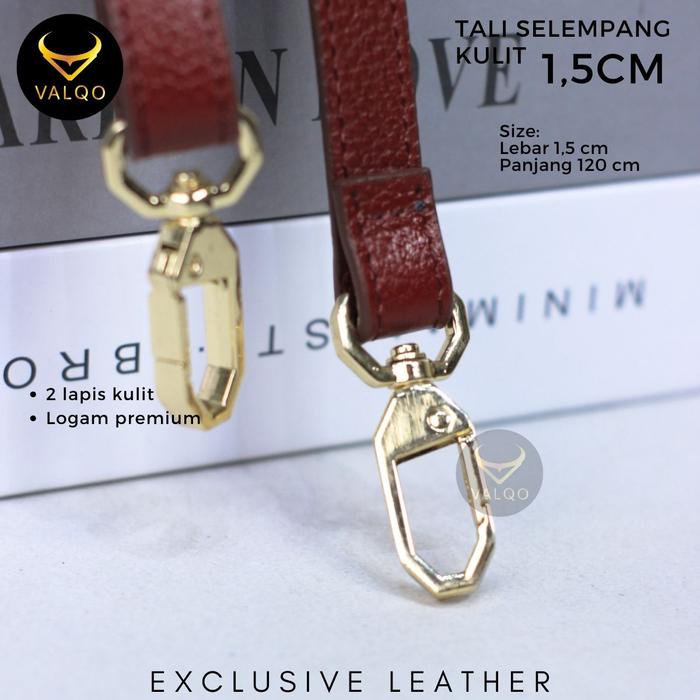 Valqo Tali Panjang Kulit Lebar 1,5 Cm Selempang Kulit Long Strap Tas Kulit Sapi Tali Panjang