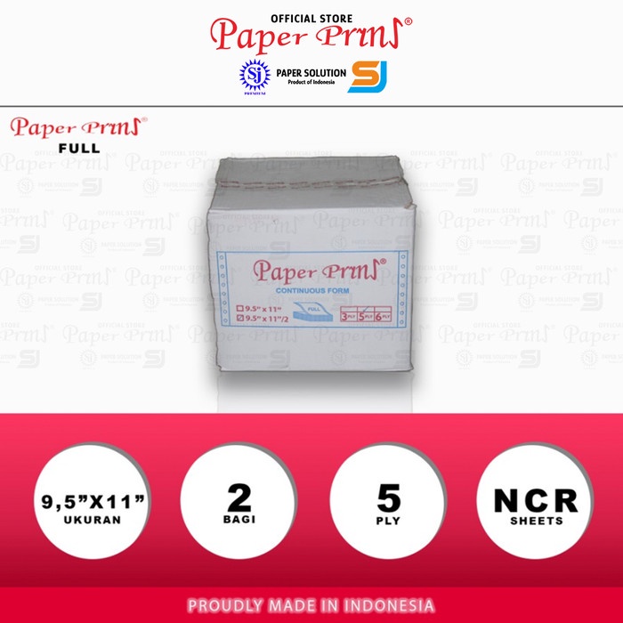 

Paperpryns Kertas Continuous Form Full 5PLY NCR 9,5" x 11"/2 (Bagi 2)