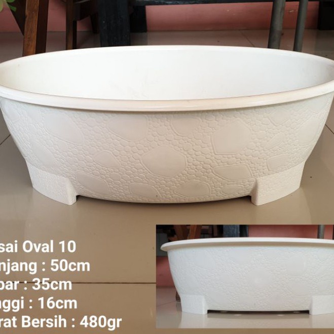 Pot bunga bonsai BJP oval 10 50cm putih