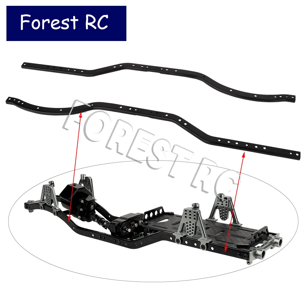 Forestrc Black Steel 6x6 Chassis Frame Rails For Axial SCX10 90046 90047 1/10 RC Crawler Car Parts