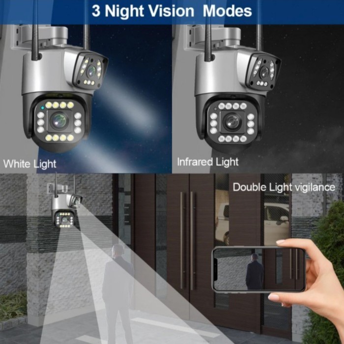 CCTV DUAL CAMERA LENS OUTDOOR 8MP+8MP SPEED DOME APP V380PRO IP CCTV