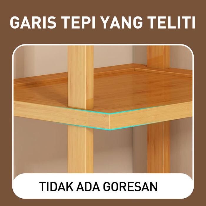 Rak Sepatu Bambu 26LEHUAN 5 Tingkat Hemat Ruang dengan Hanger Warna Kuning