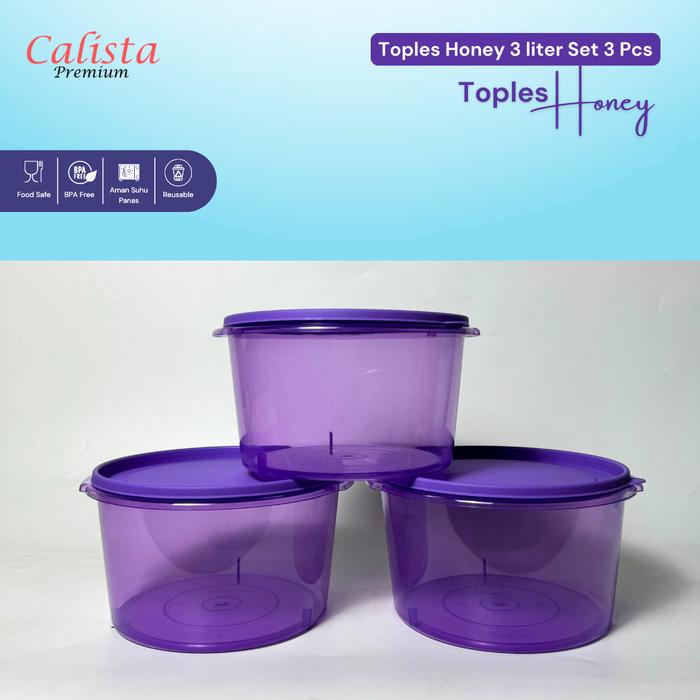 [CALISTA] Toples Kerupuk set 3 pcs - Toples Honey 3 liter
