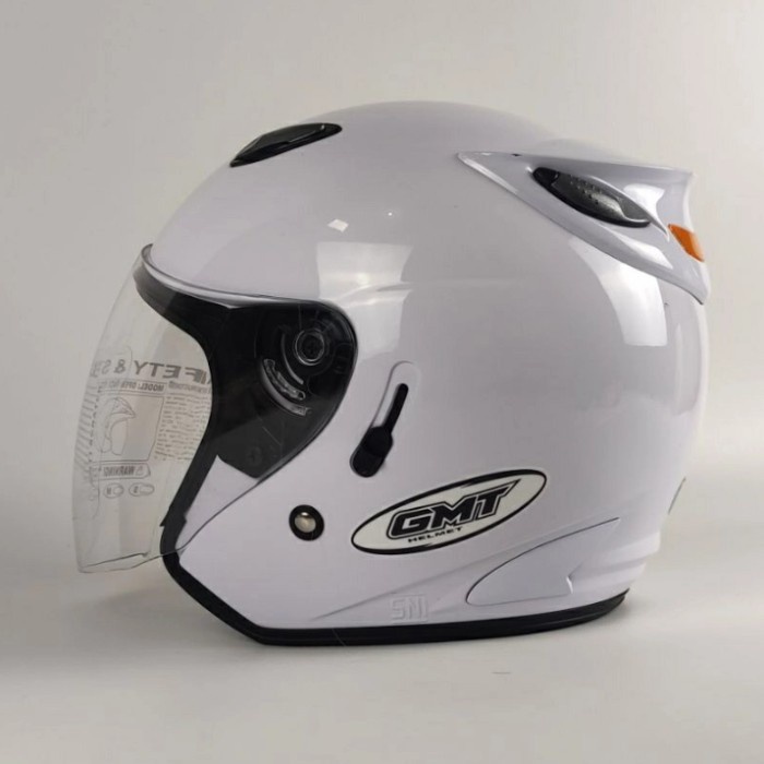 (Expert) HELM HALF FACE GMT/HELM DOUBLE VISOR/HELM MOTOR SNI/HELM /PUTIH