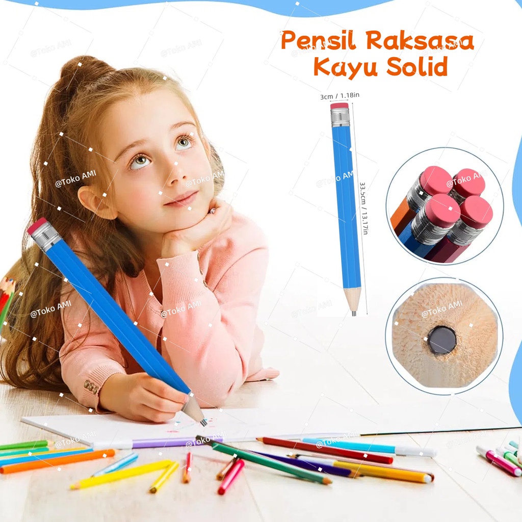 

Pensil Jumbo Besar 33 CM Mainan Pencil Pensil Jumbo Hiasan Photo Kado Large Pencils Pencil