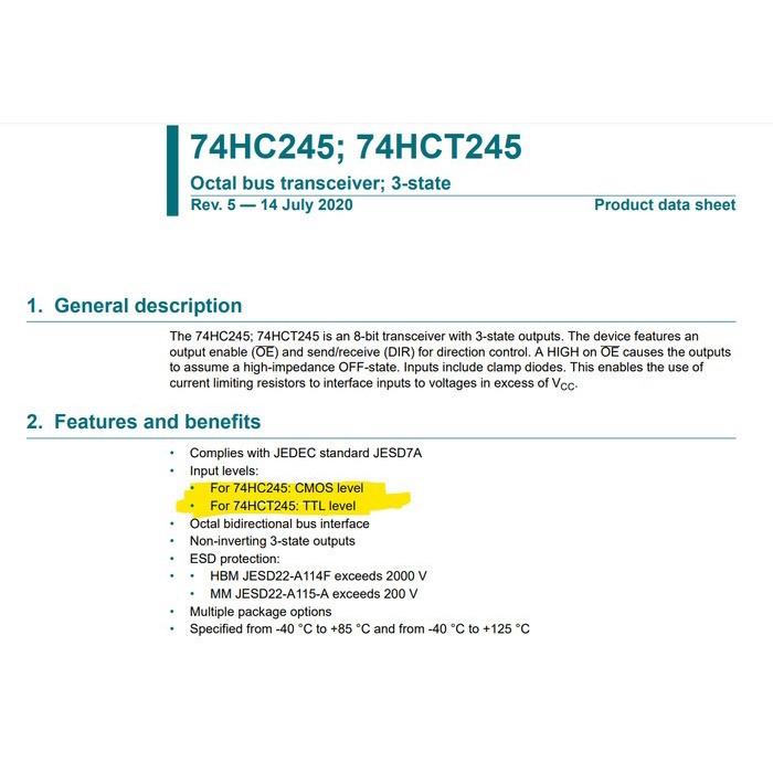 (Expert) ORIGINAL 74HCT245 Octal Bus Transceiver 3-state Nexperia