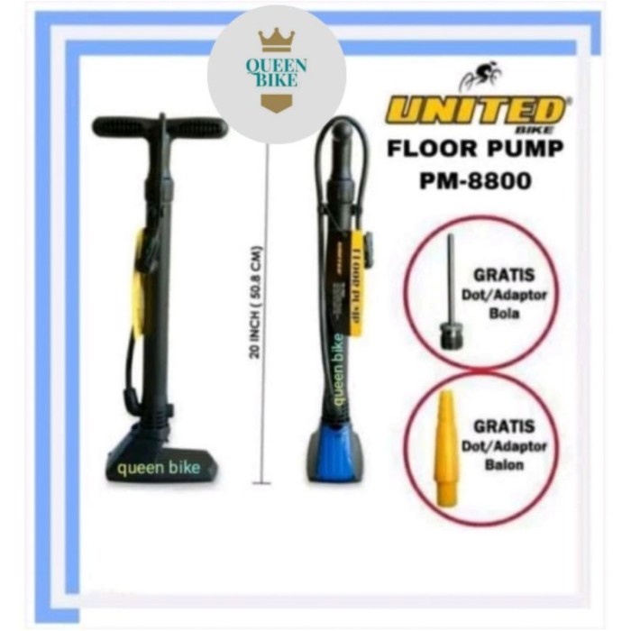 (Expert) Pompa Ban Sepeda / Motor Multi Cop Pentil Motor Av / Fv Fixie UNITED PM-8800