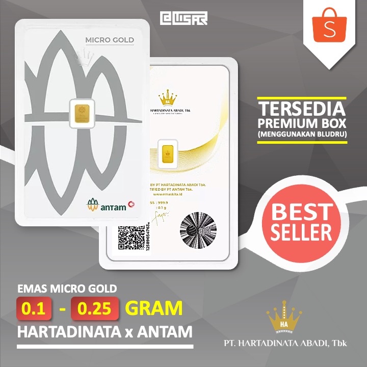 UM1 LM Logam Mulia Emas Hartadinata x Antam 0.1 - 0.25 gram 0,1 - 0,25 gr Press Certieye Asli Orinal