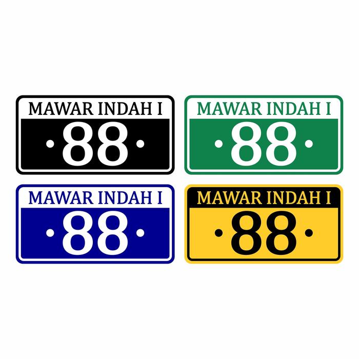 Lengkap- Plang Nomor Rumah Unik 40cm x 20cm Plat Alumunium