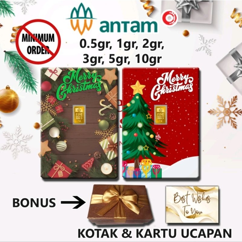 UM1 Logam Mulia Emas ANTAM Merry Christmas Selamat Natal Gift Series Custom Certieye Certicard