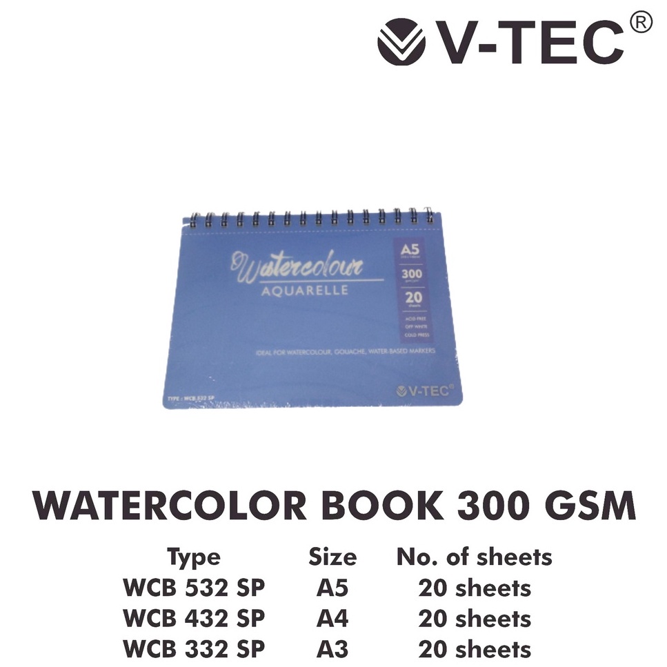 

IK! Water Colour Book Spiral V-Tec Ukuran A5 WCB 532 SP / Sketchbook Spiral WaterColour Aquarelle
