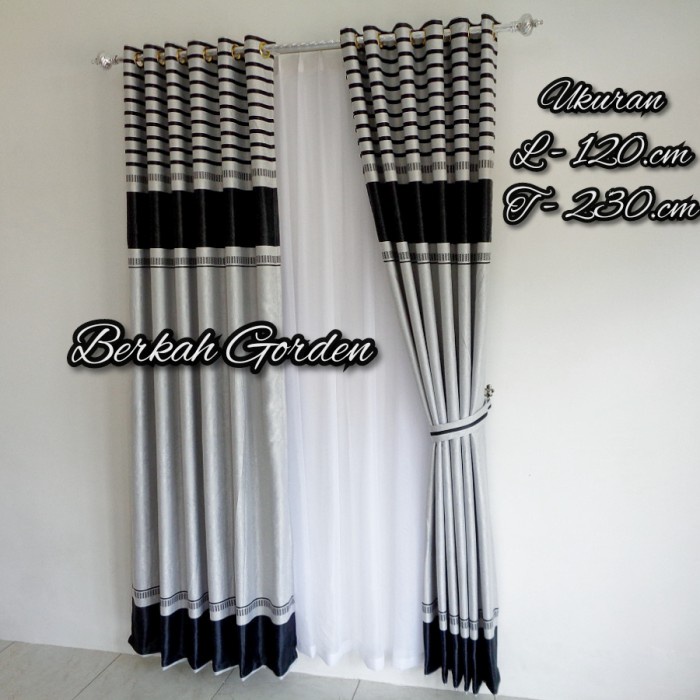 murah- Gorden/Korden Jendela Dan Pintu Minimalis Modern Abu Hitam Tinggi 230