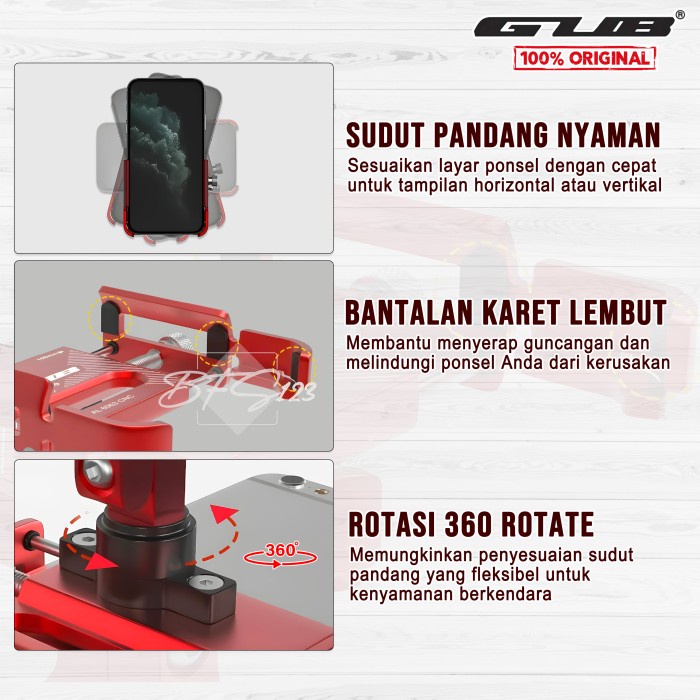 Gub P30 Phone Holder + Bracket Spion Motowolf Original Terbaru