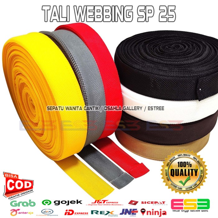 

Tali Webbing /Pita Bisban /Bias Tape /Webing Rope SP25 Tebal Rol warna