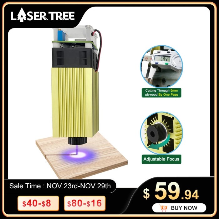 LASER TREE 20W 40W CNC Laser Module 450nm TTL Blue Light with