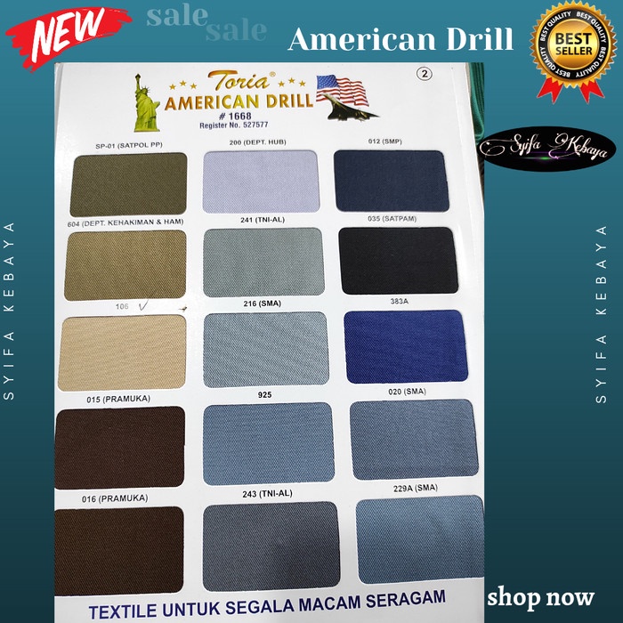 

Kain drill / american drill / bahan celana, rok, seragam